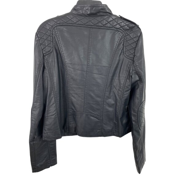 Xhilaration Moto Jacket Women’s Faux Leather Size XXL Black Zip Snap - Picture 9 of 13